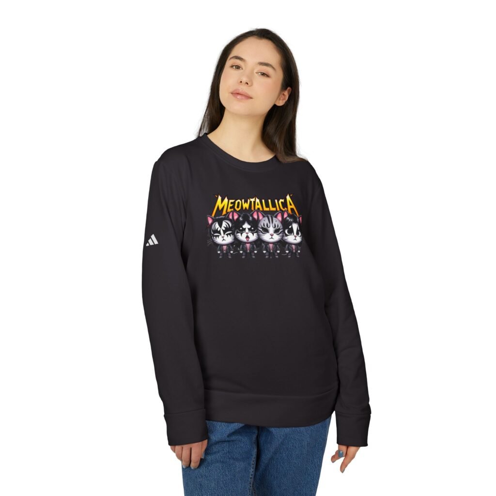 Meowtallica Cat Band Parody Sustainable Adidas Sweatshirt