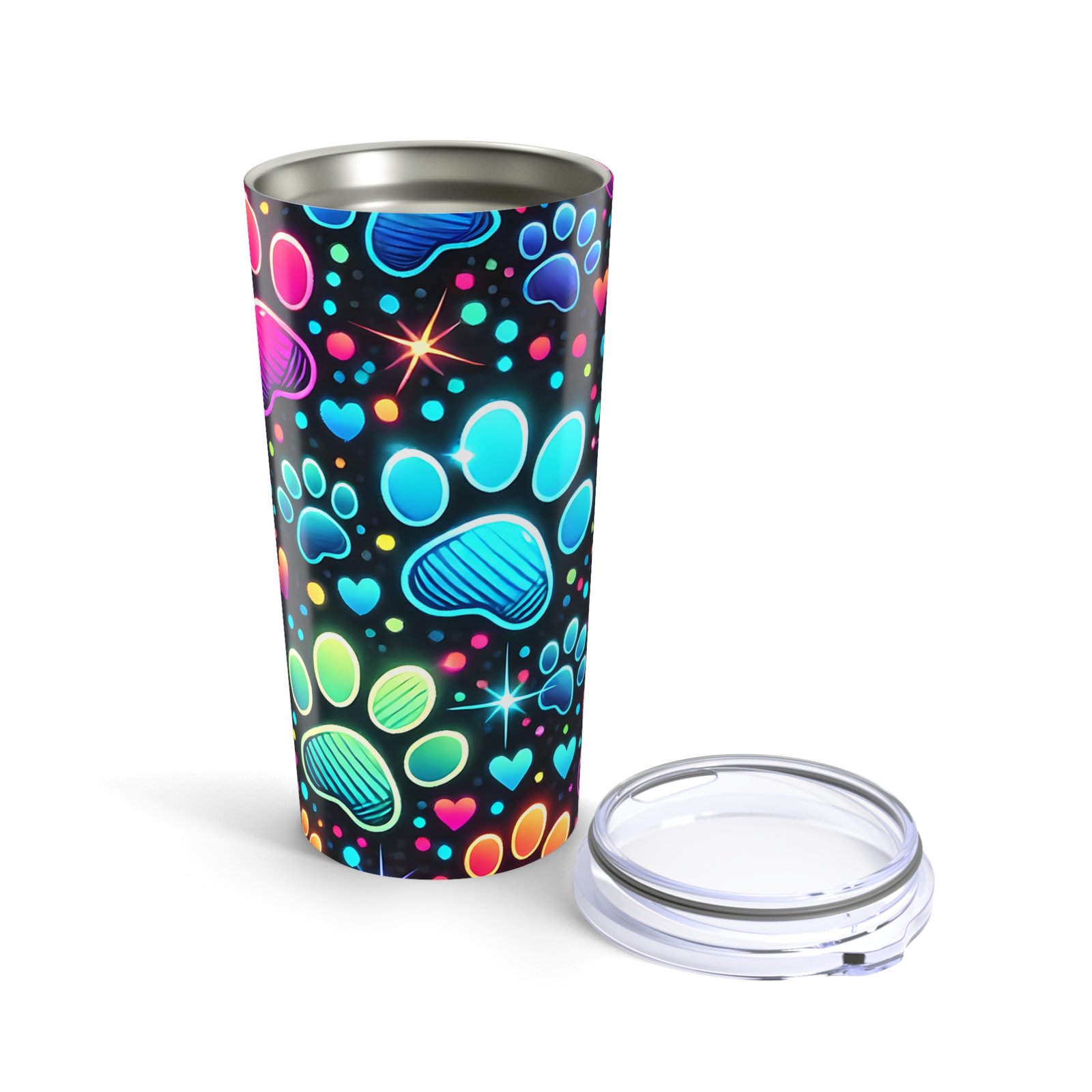 Colorful Cat and Dog Paws Pattern Stainless Steel Tumbler