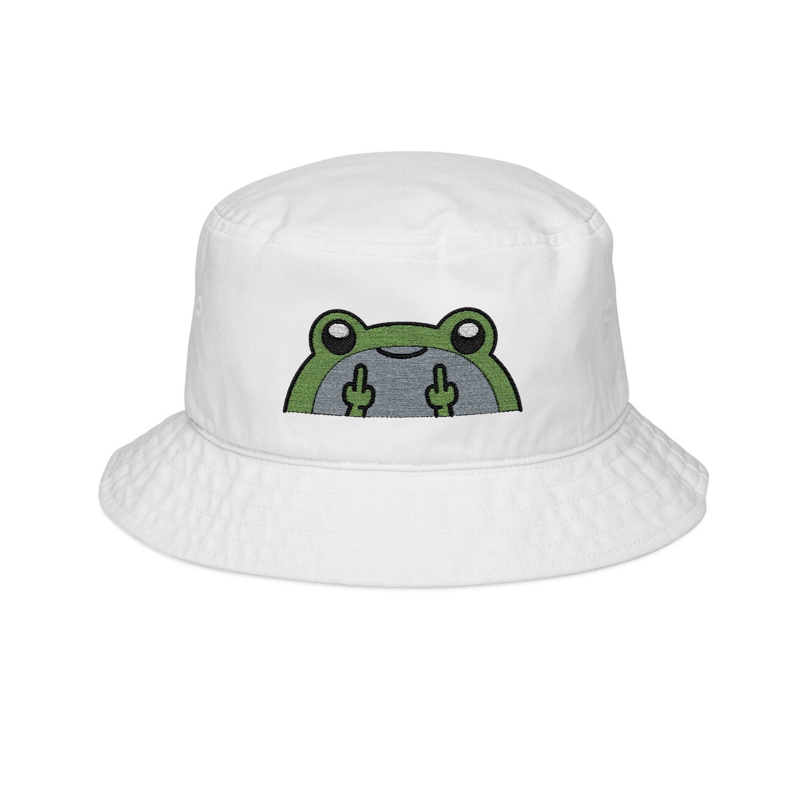 Middle Finger Frog Embroidered Bucket Hat
