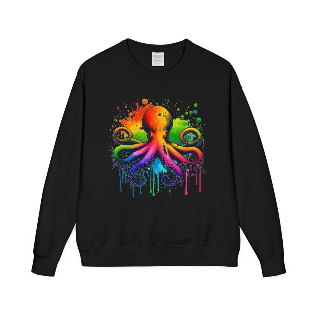 Rainbow Octopus Vintage-Washed Hanes Fleece Sweatshirt