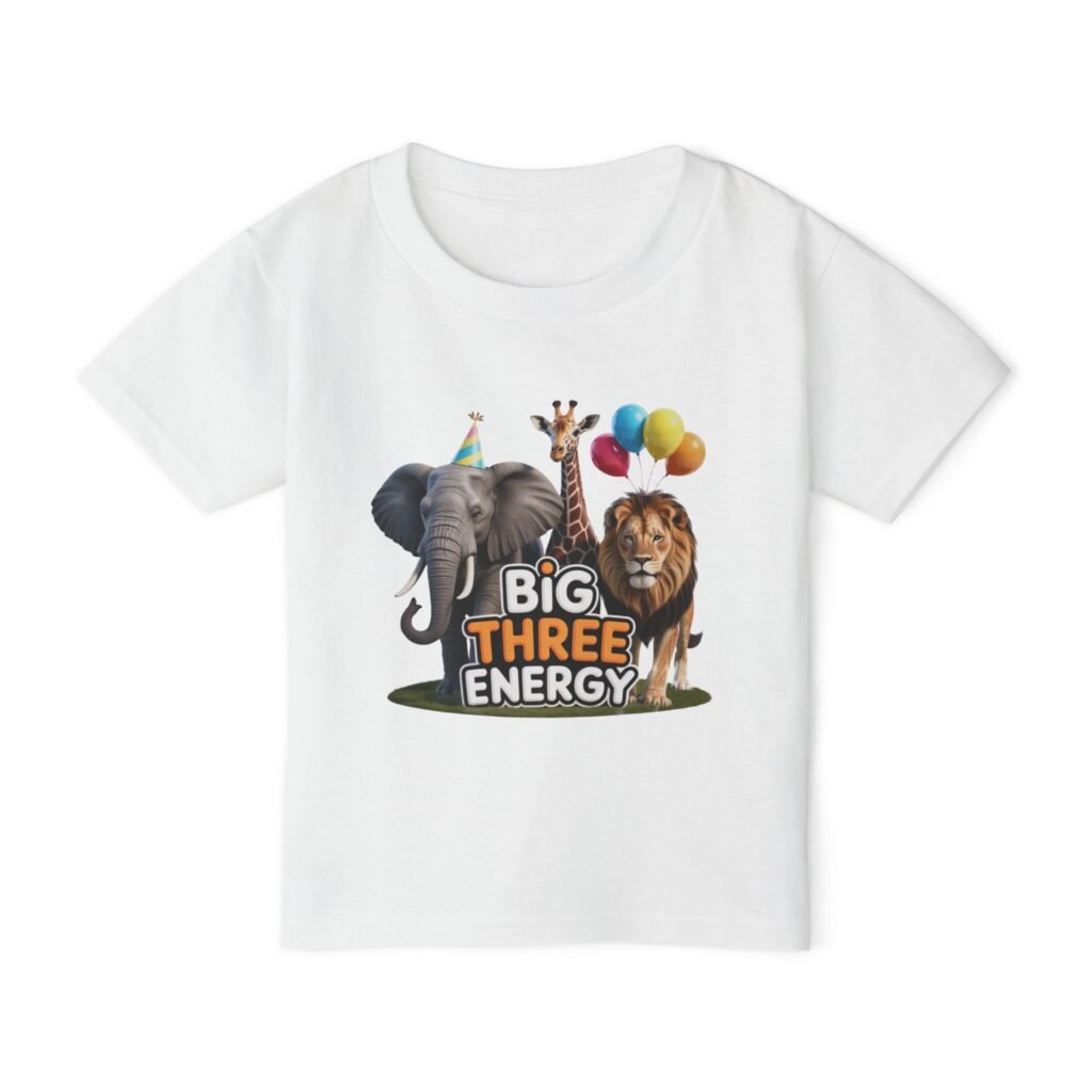 Big Three Energy Toddler T-Shirt, Animal Birthday Shirt, Kids Party Tee, Jungle Theme Gift, Cute Toddler Apparel